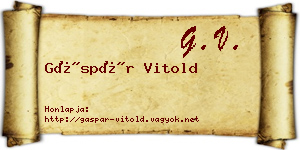 Gáspár Vitold névjegykártya